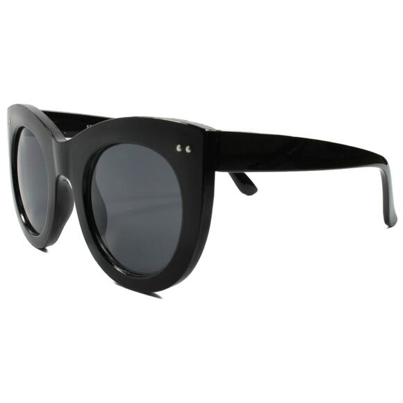 Oversized Classic Retro Look Stylish Womens Round Cat Eye Sunglasses Black Frame - Picture 2 of 4